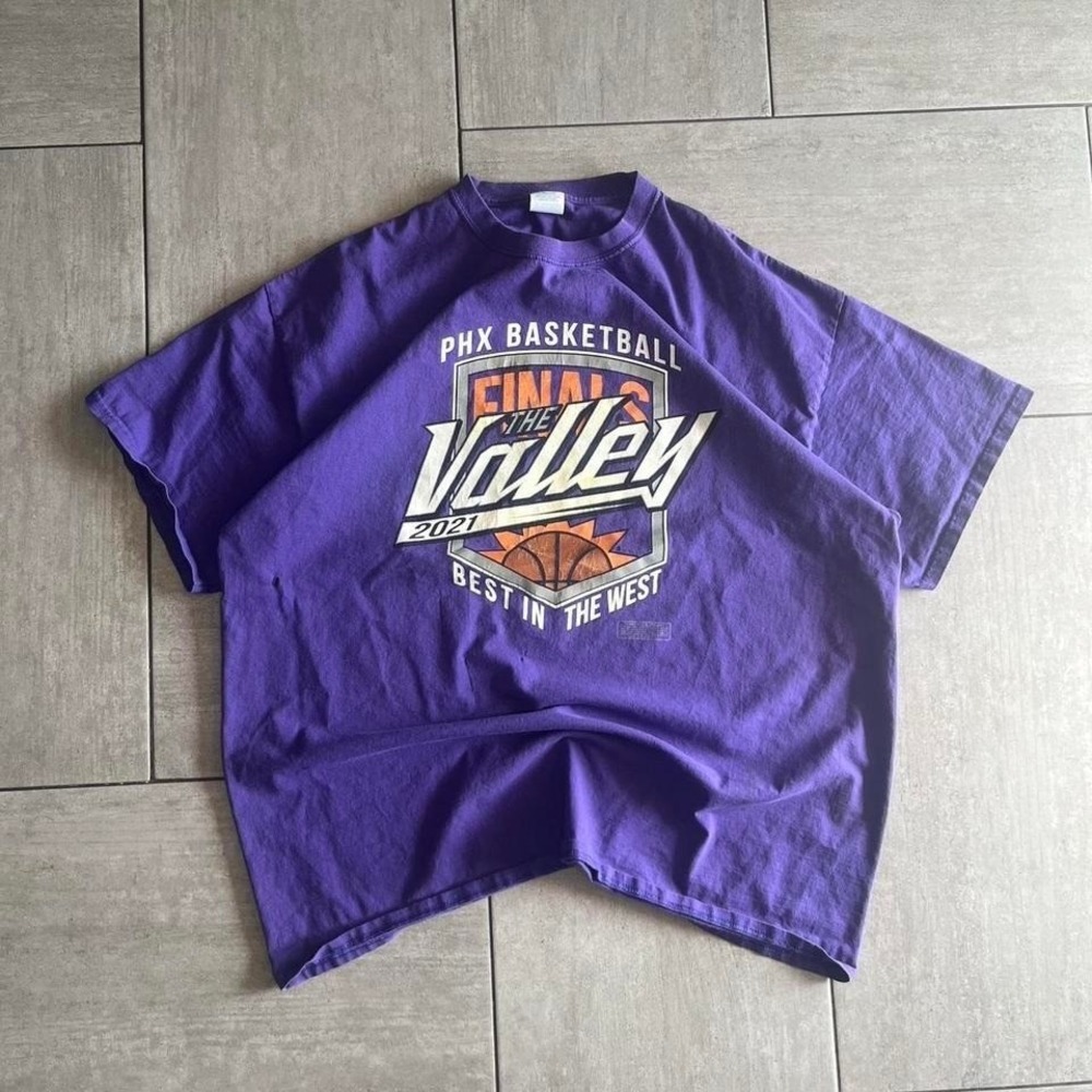 Phoenix Suns 2021 NBA Finals The Valley Basketball Graphic T Shirt Purple 2XL
